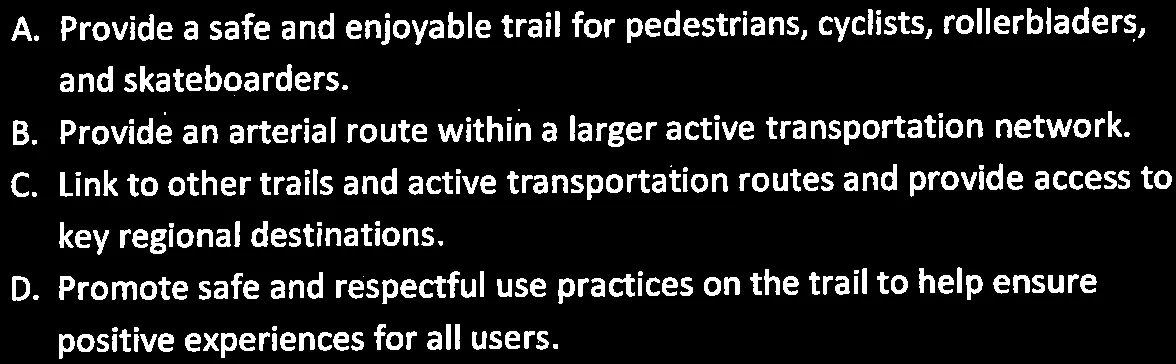 Management goals for E&N Rail Trail