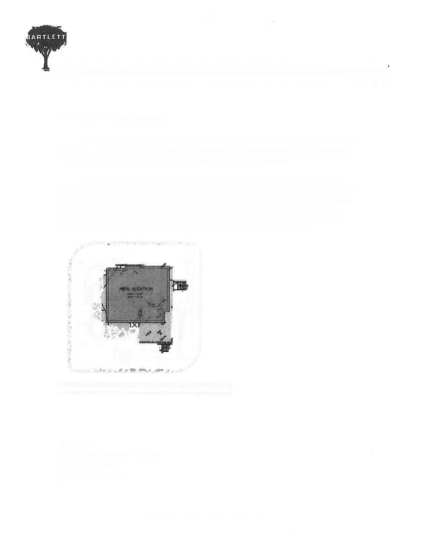 Site plan showing the footprint of the proposed new addition on the property