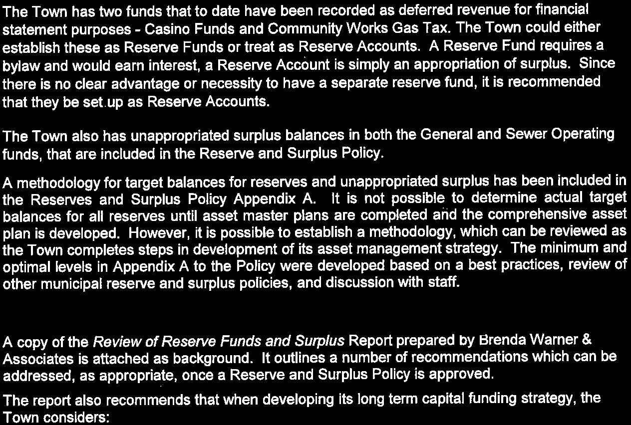 List of three new recommended reserves