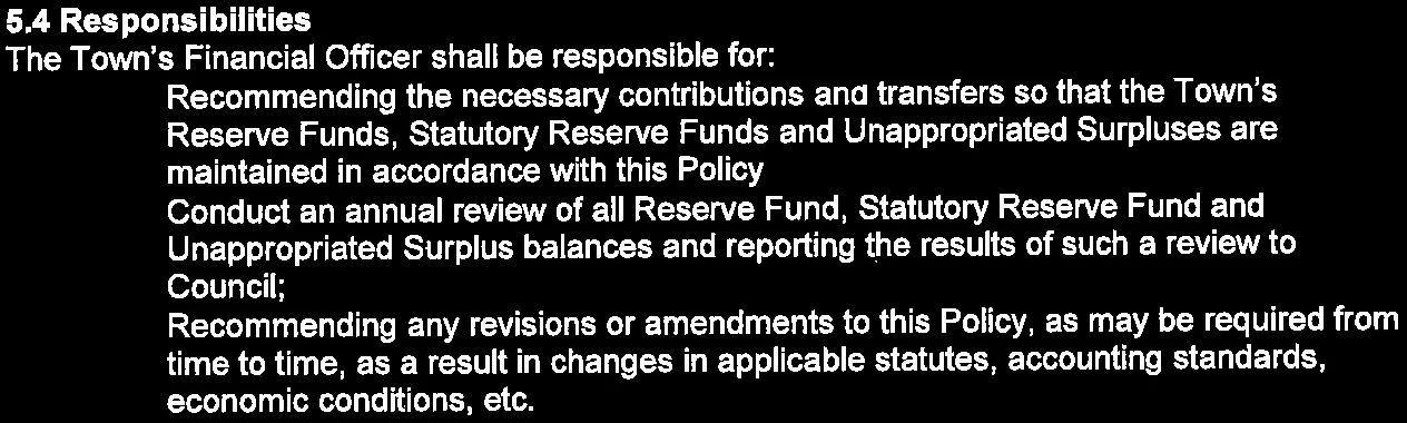 Section 5.4 responsibilities text block