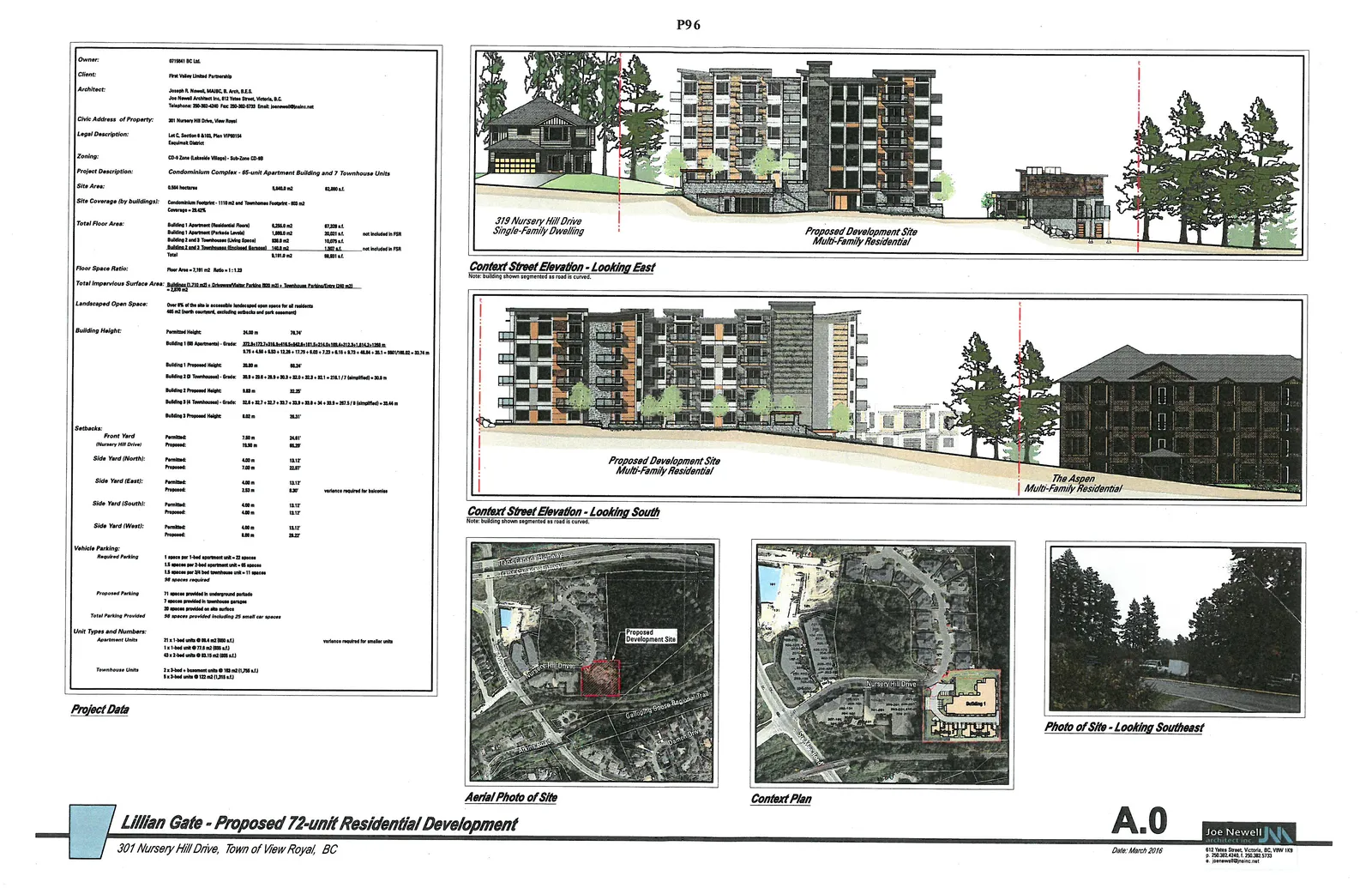 Context Street Elevation - Looking East rendering showing existing dwelling and proposed development