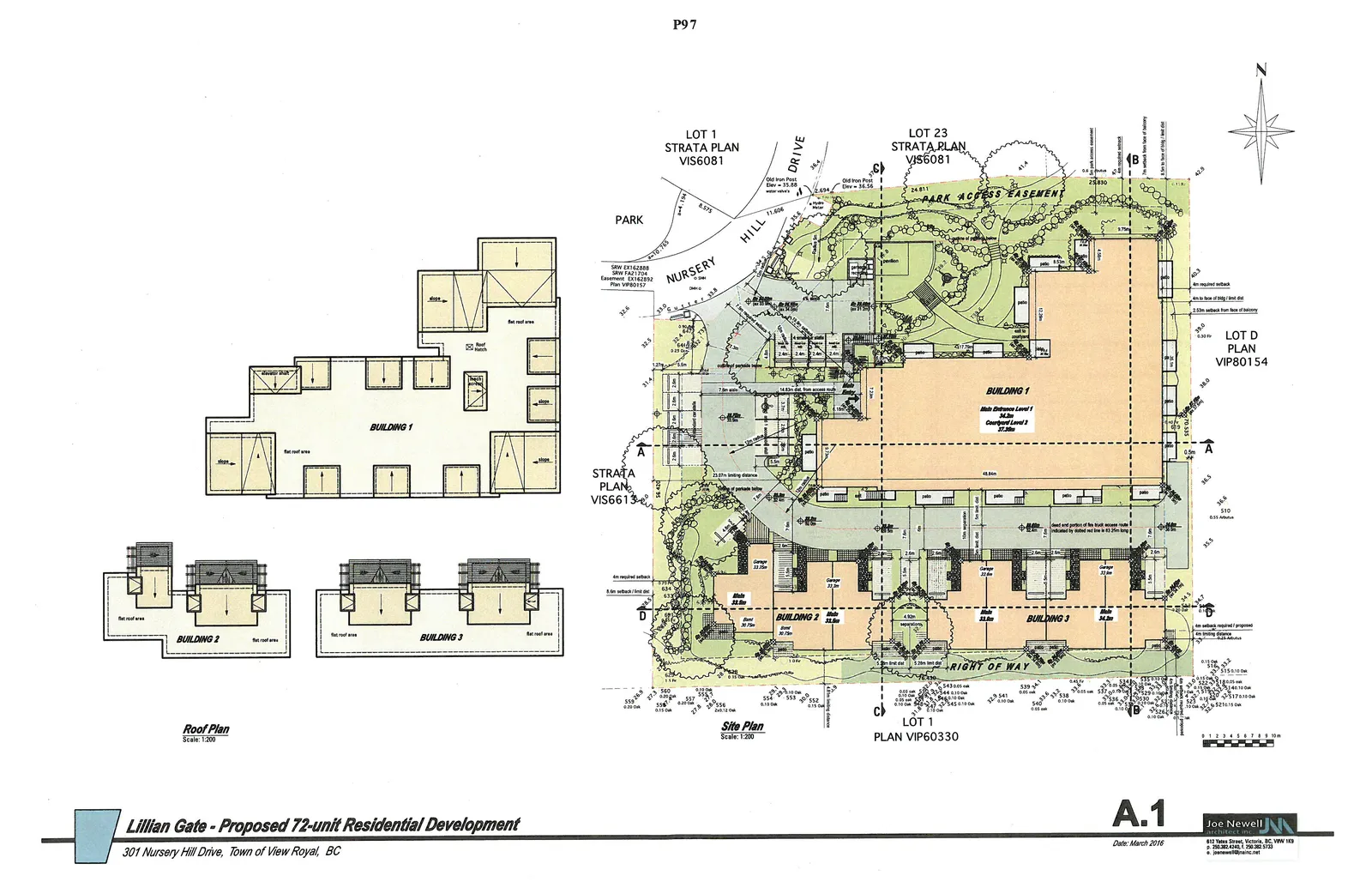 Context Street Elevation - Looking South rendering showing proposed development and The Aspen