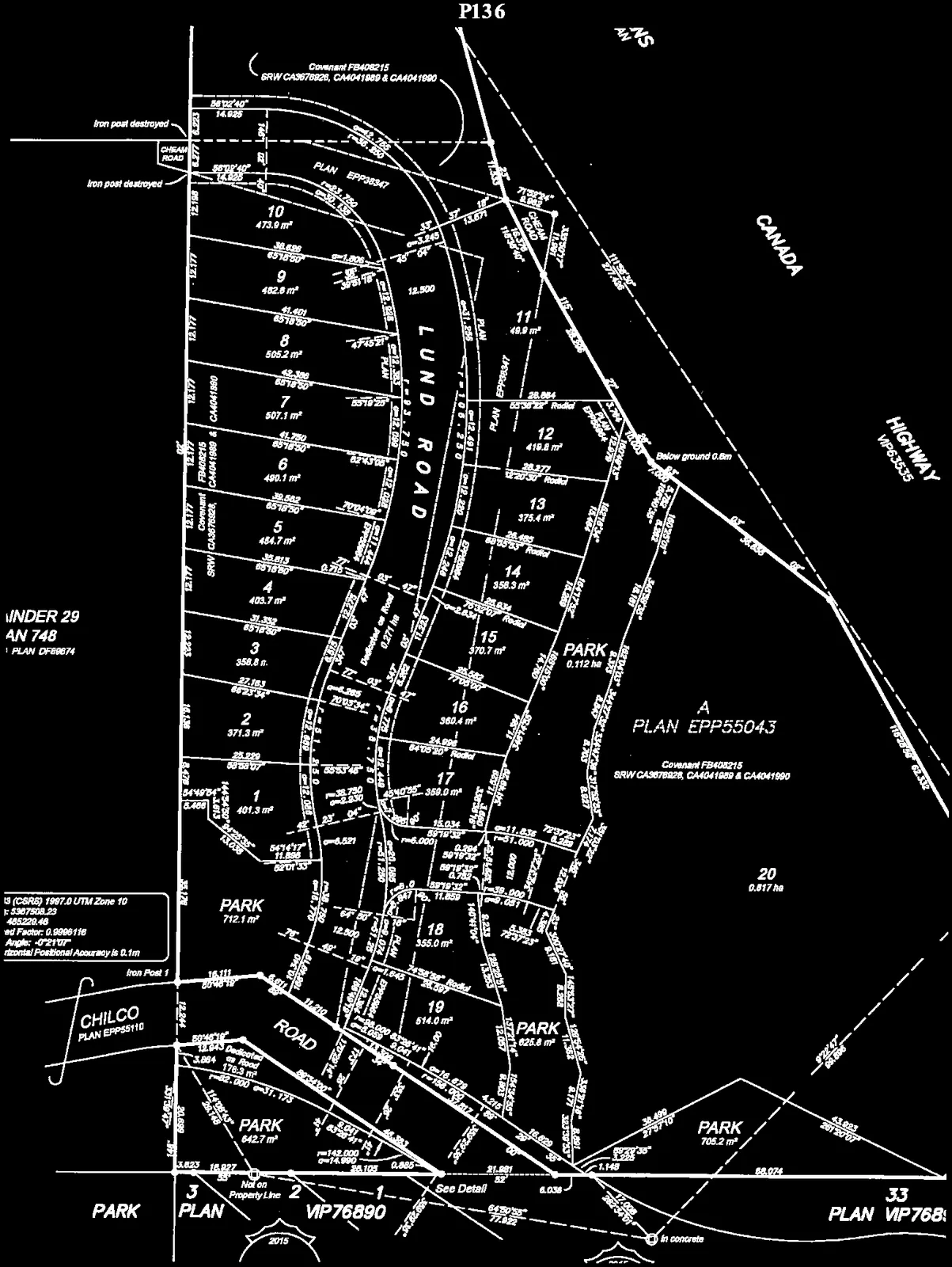 Red text heading "Lund Rd Phase 6 Affected Lots (variances requested)"