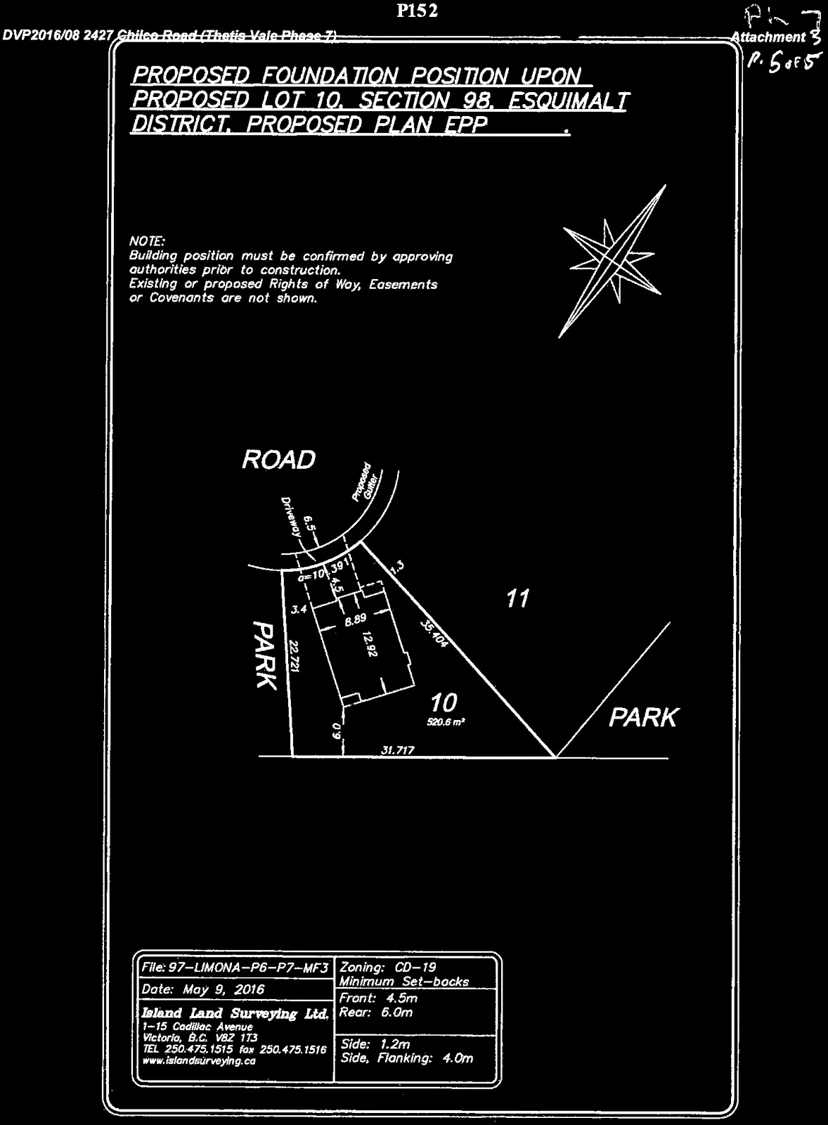 Detailed site plan for Lot 10 showing proposed foundation and surrounding features