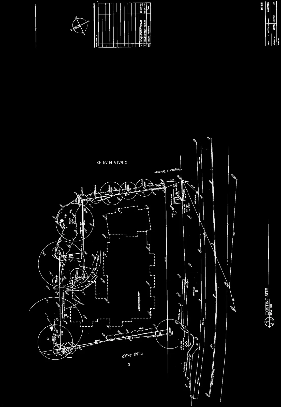 Detail of building footprint and parking area on site plan