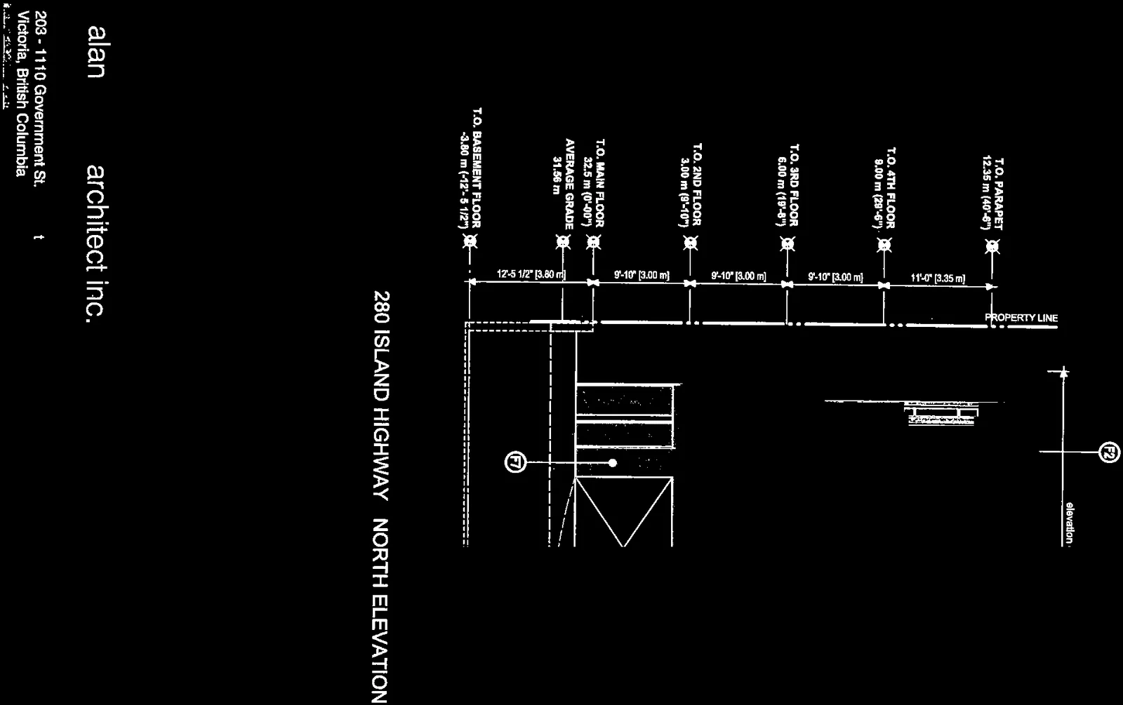 Height markers detail for North Elevation