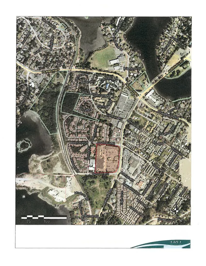 Aerial satellite photograph (orthophoto) of the subject area. The property at 1499 Admirals Rd is outlined in red. Surrounding streets and residential areas are labeled.