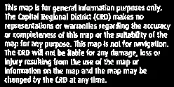 Disclaimer text from the Capital Regional District regarding the use and accuracy of the map.