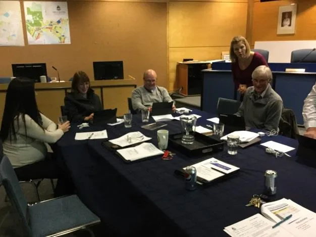 Council and staff members participating in electronic agenda system training