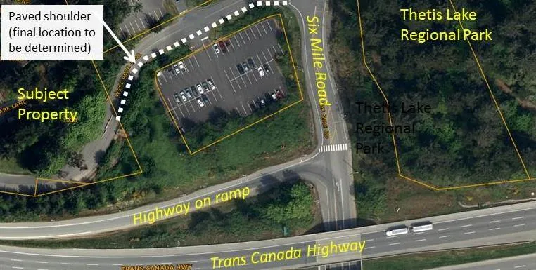 Aerial map showing the subject property and the general area of the proposed paved walkway along West Park Lane