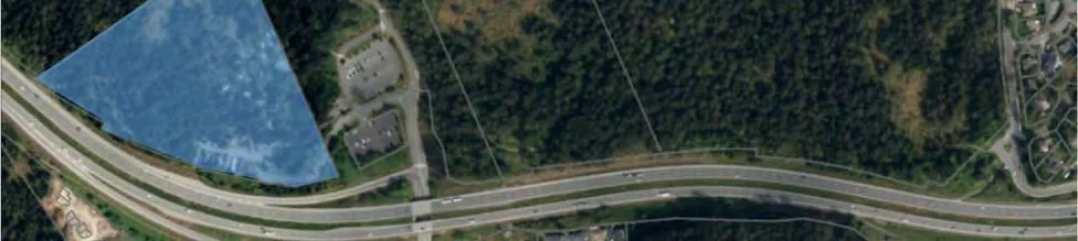 Middle-right segment of an aerial context map showing residential neighborhoods