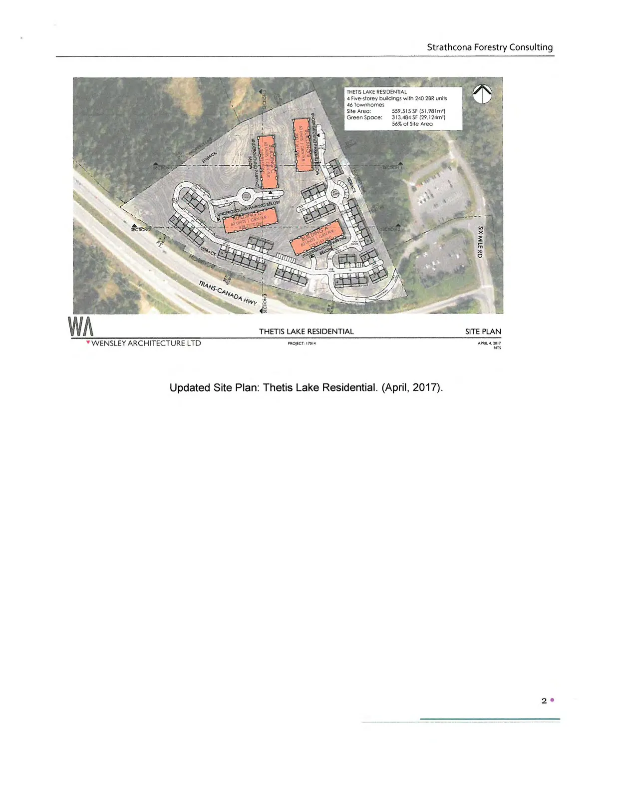 Updated Site Plan: Thetis Lake Residential. (April, 2017).