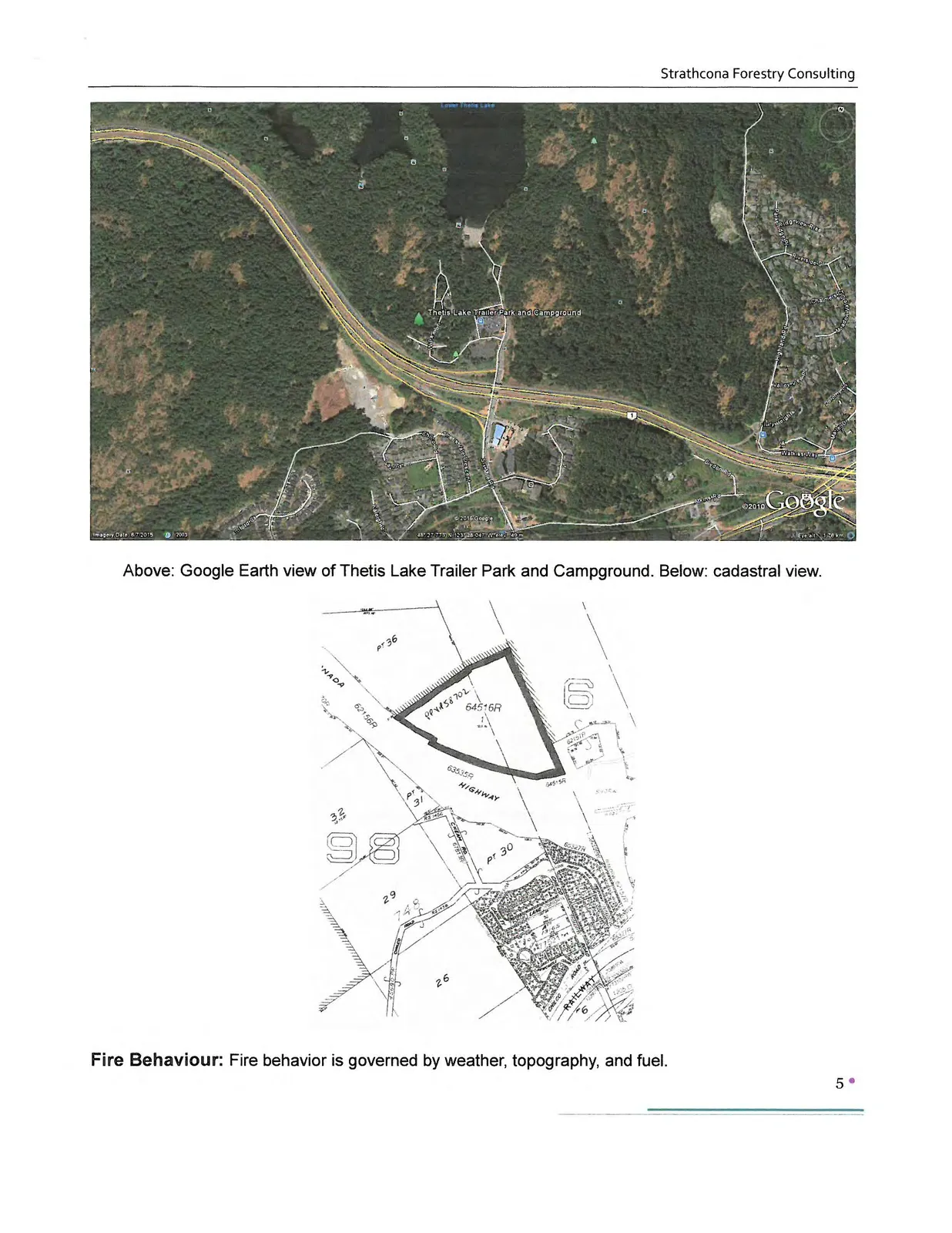 Google Earth view of Thetis Lake Trailer Park and Campground