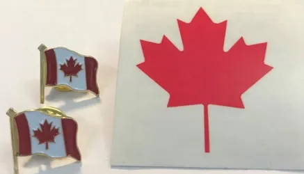 Canada Day pins and tattoo