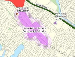 Figure 3 - 2022 Community Development Framework Excerpt showing the Helmcken - Harbour Community Corridor