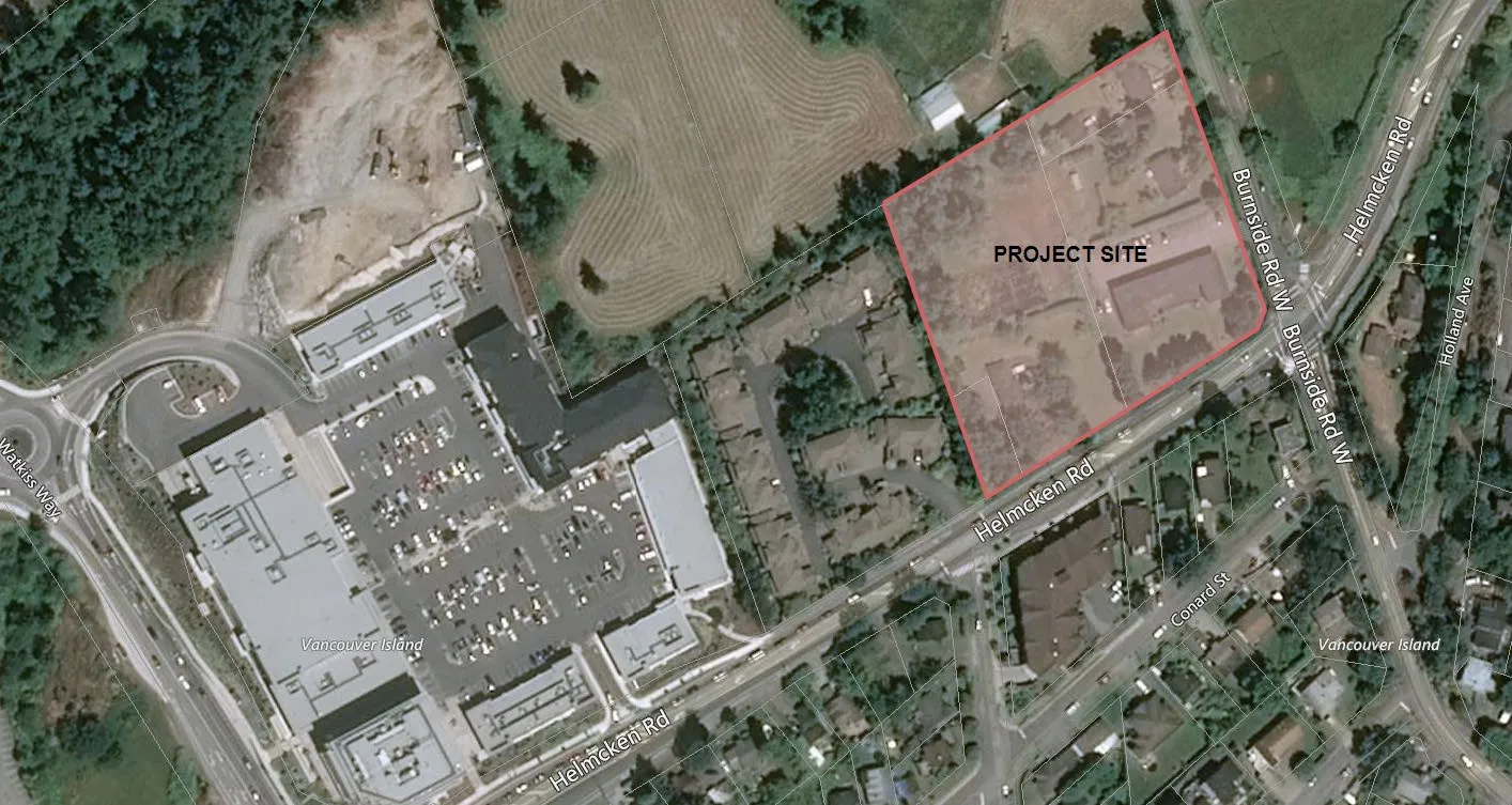 Aerial view of the Project Site with surrounding roads and properties