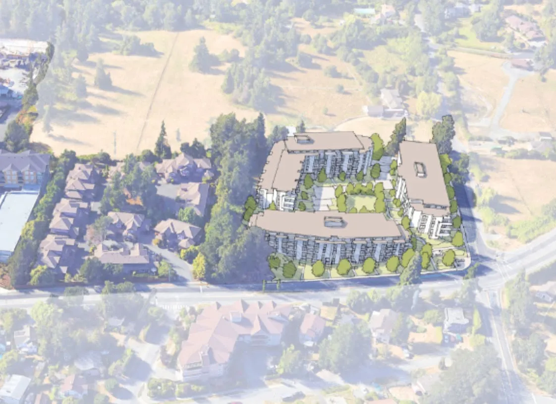Bird's eye artistic rendering of the development layout