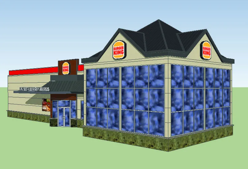 Perspective rendering of the proposed restaurant exterior update