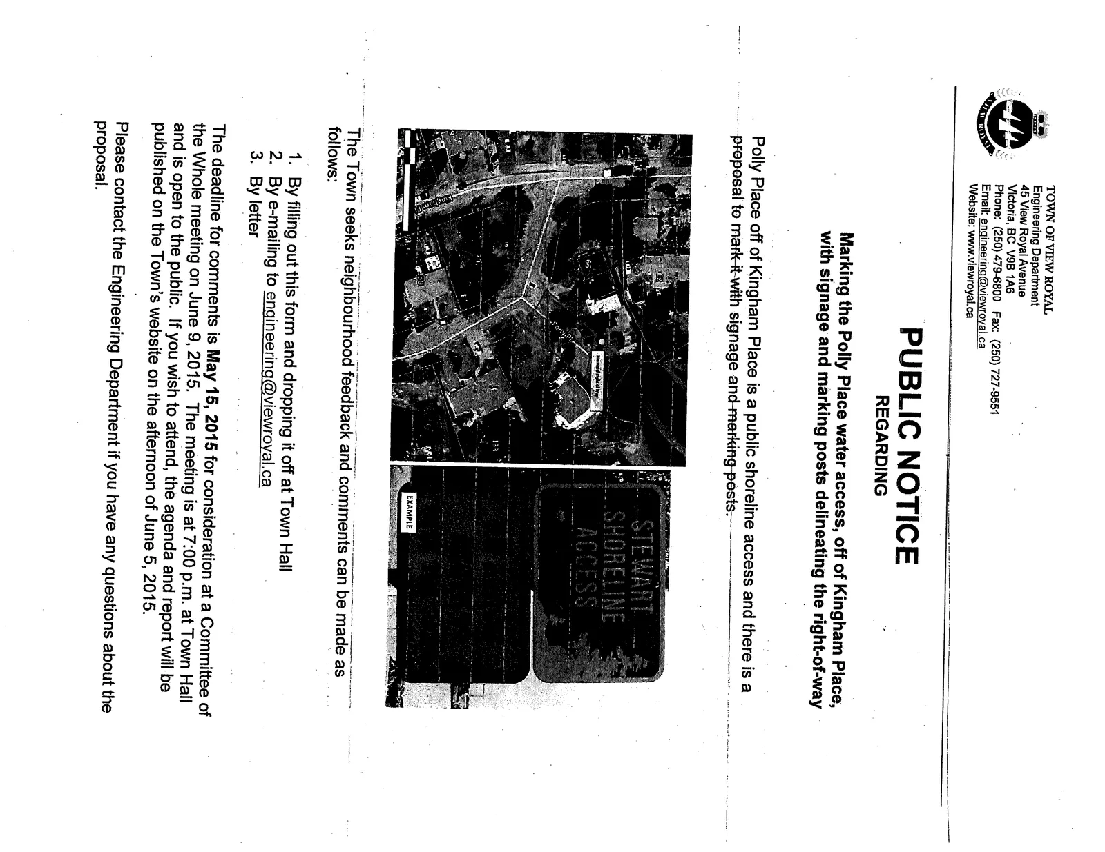 Aerial map showing the location of Polly Place off Kingham Place with marking delineating the right-of-way