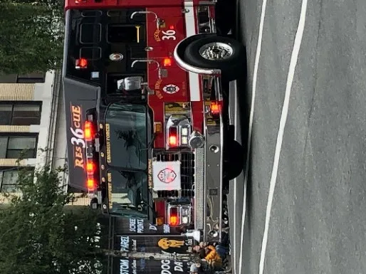Front view of Rescue 36 fire truck