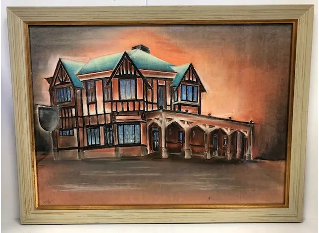 Donated 1956 painting of the Six Mile Pub