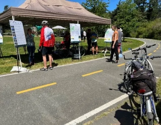 Public engagement session at Chancellor Park with information boards