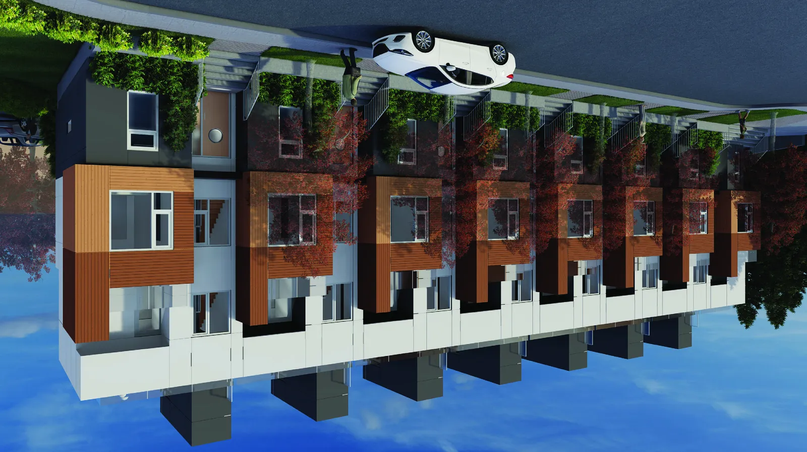 Architectural rendering of the proposed townhome development