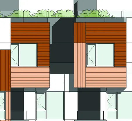 Cladding transition at roofline detail