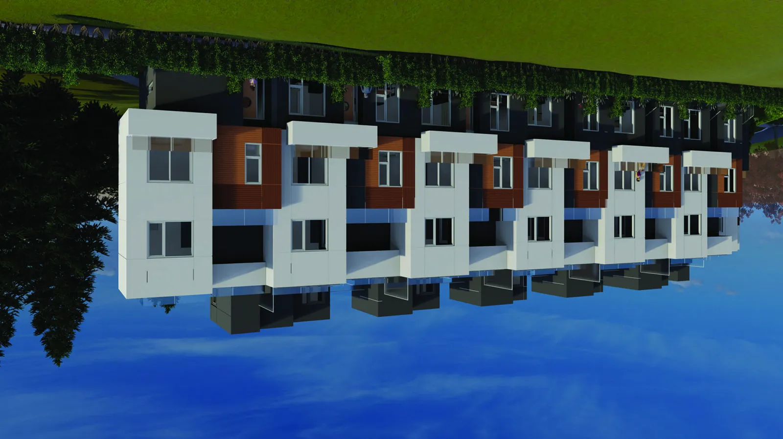 High-resolution rendering of the internal courtyard/pathway