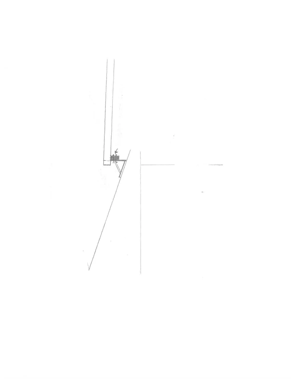 Diagram showing a side-view detail of a patio cover attached to a roof using a bracket and I-beam assembly.