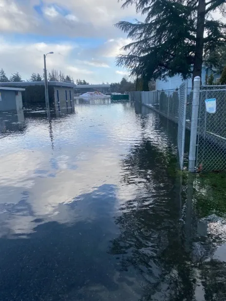 Helmcken Centennial Park Lot flooding - view from Helmcken Road looking south