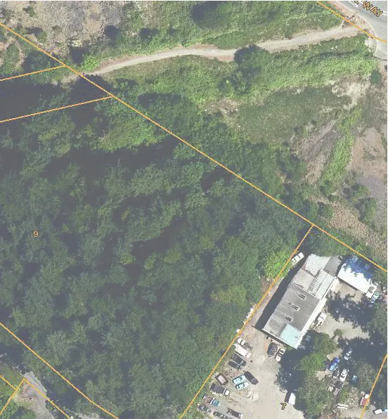 Aerial view of wooded property area