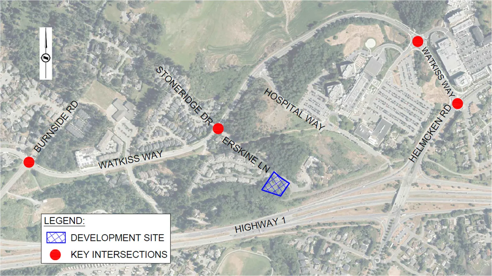 Figure 1 - Development Site and Key Intersections map