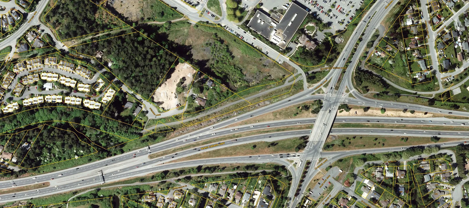 Aerial map showing the location of the 5 Erskine Lane development site relative to surrounding roads and neighborhoods