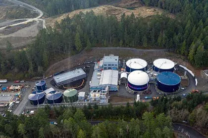 Aerial view of the CRD Wastewater Treatment Plant, Source: Victoria News.