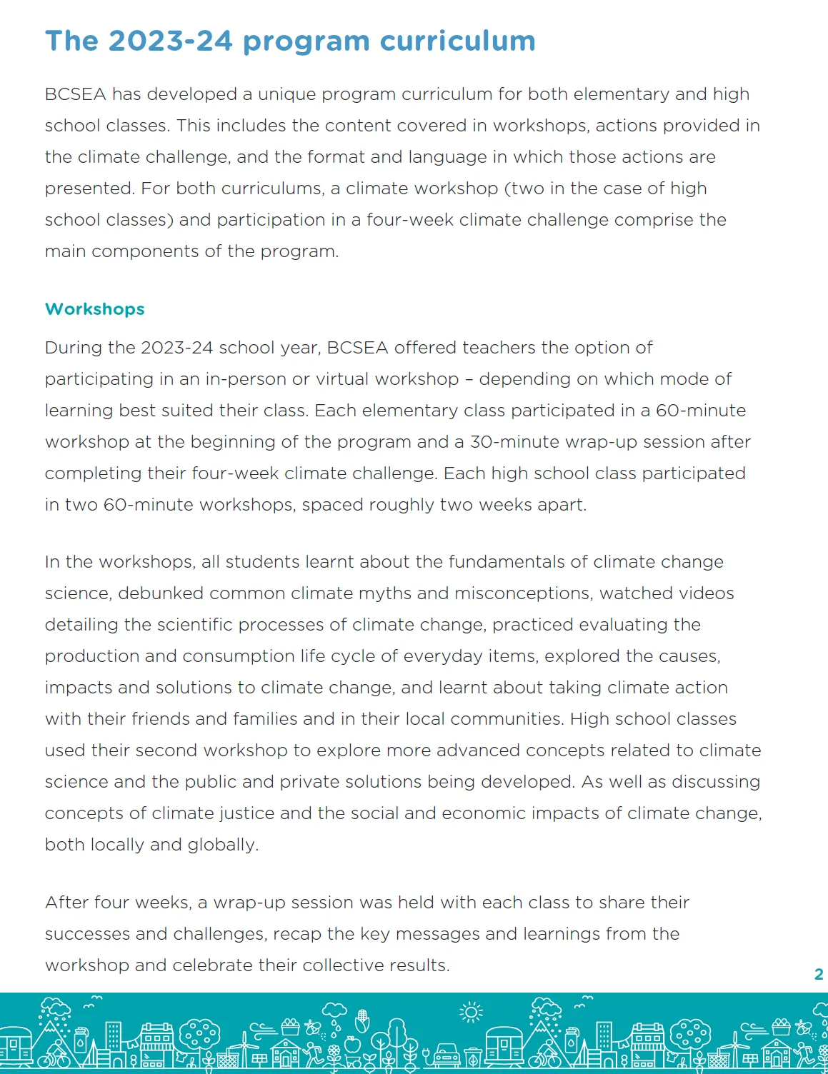 Description of the 2023-24 program curriculum