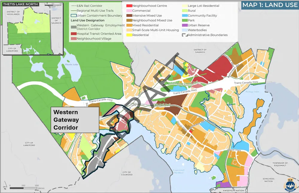Map 1 - Land Use highlighting the Western Gateway Corridor