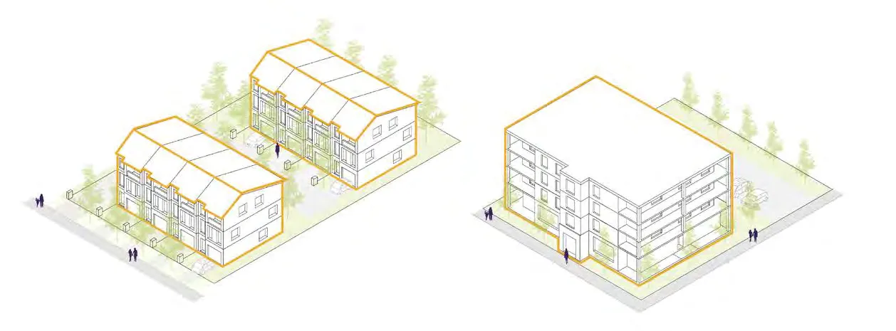 3D massing diagram for 3-storey townhouses