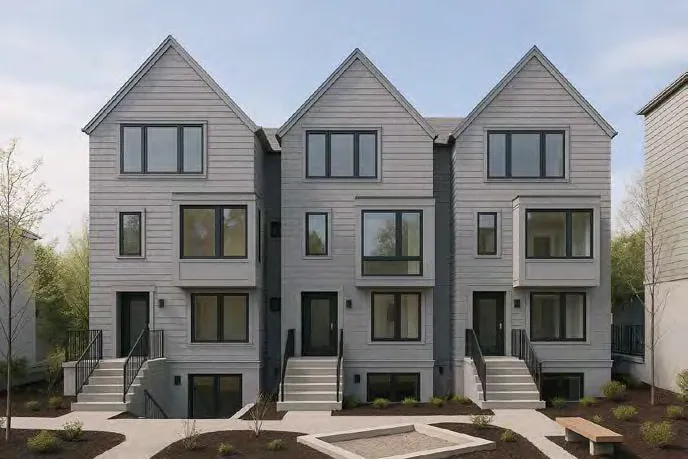 3D massing diagram for a 4-storey apartment building