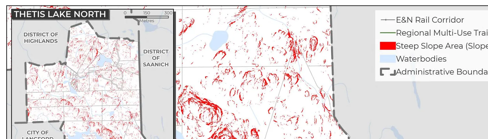 Map of View Royal identifying old forest, riparian zones, wetlands, and woodlands