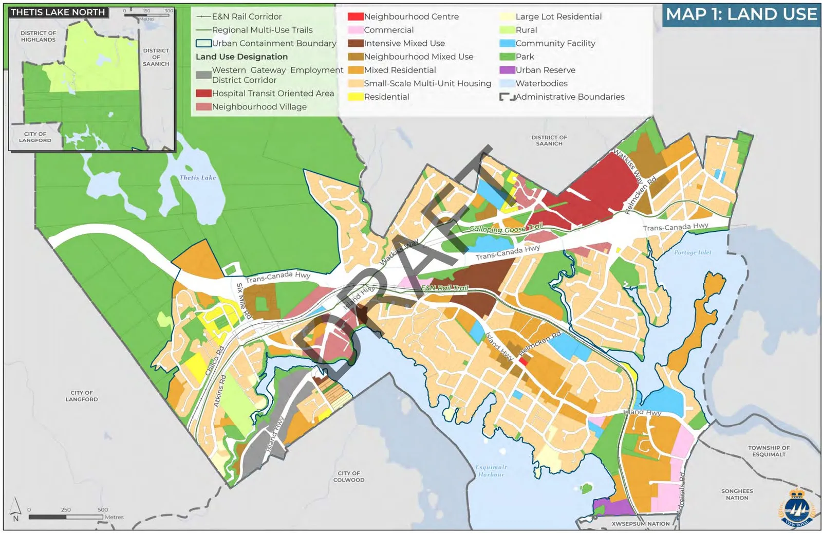 Map 1: Land Use draft map showing designations across the community