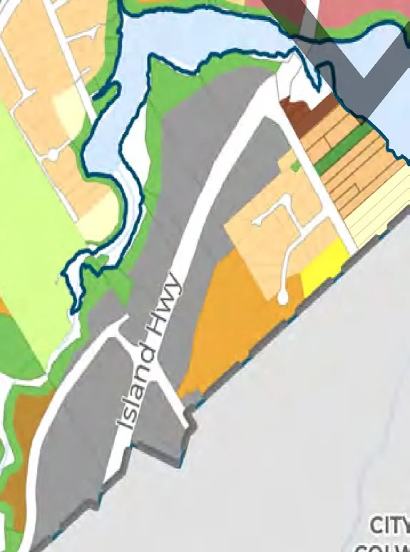 Zoom-in view of Land Use Map focusing on the south-west/Western Gateway corridor area