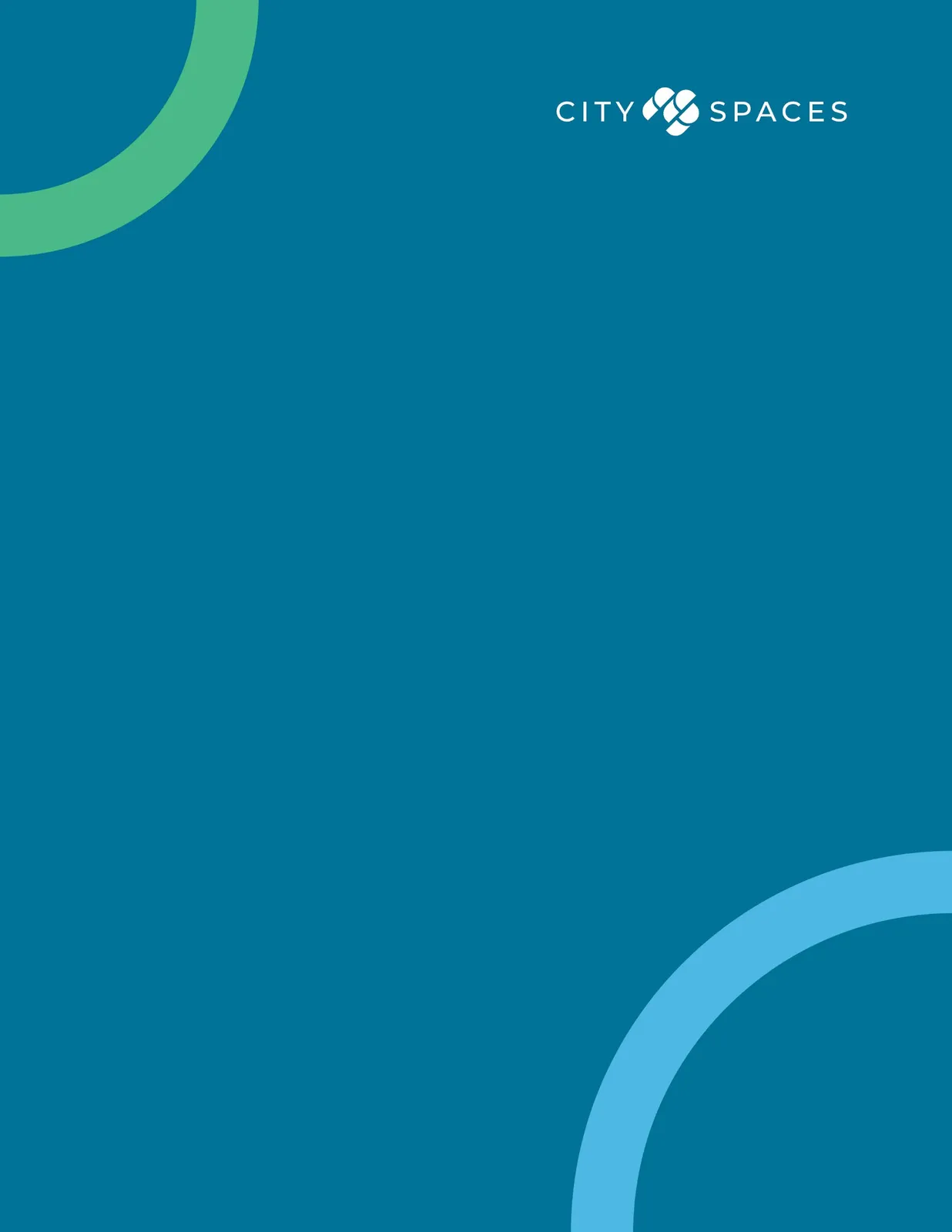 Cover page of the report featuring teal background and stylized circular graphics
