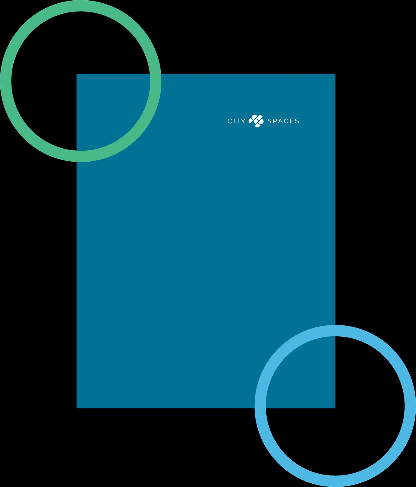 Back cover layout featuring teal background and stylized circular graphics