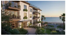 Rendering of a small, luxury boutique hotel near a shoreline