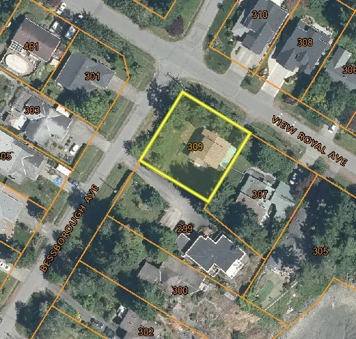 Aerial photo of 309 View Royal Ave