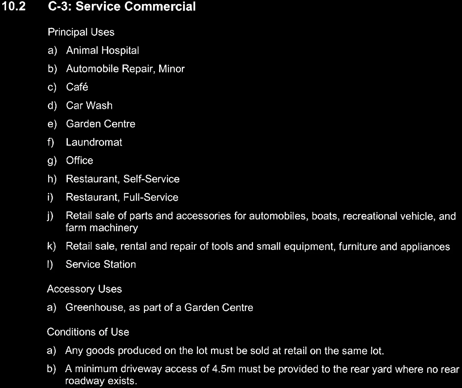 Setback requirements for C-1: Community Commercial