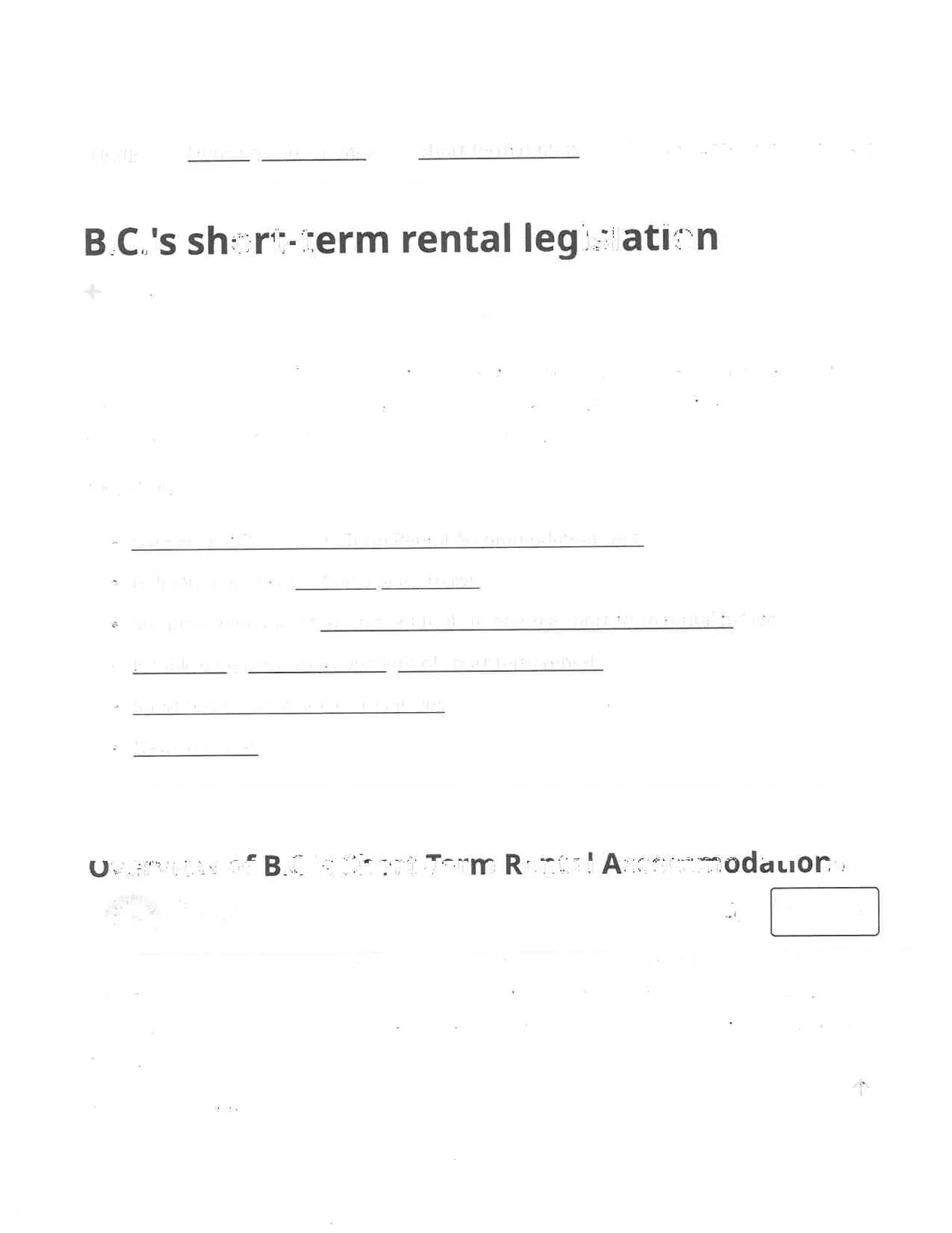 Title "B.C.'s short-term rental legislation"