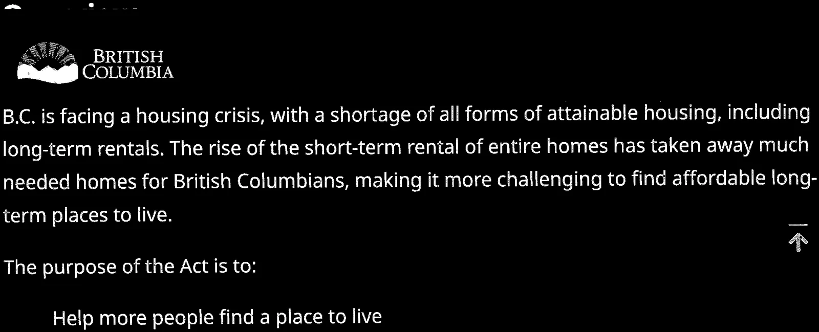 Text regarding housing crisis