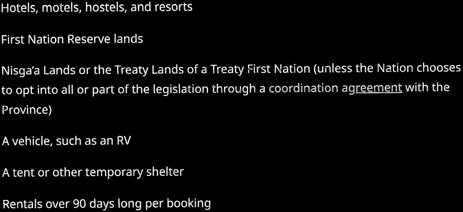 List of exclusions